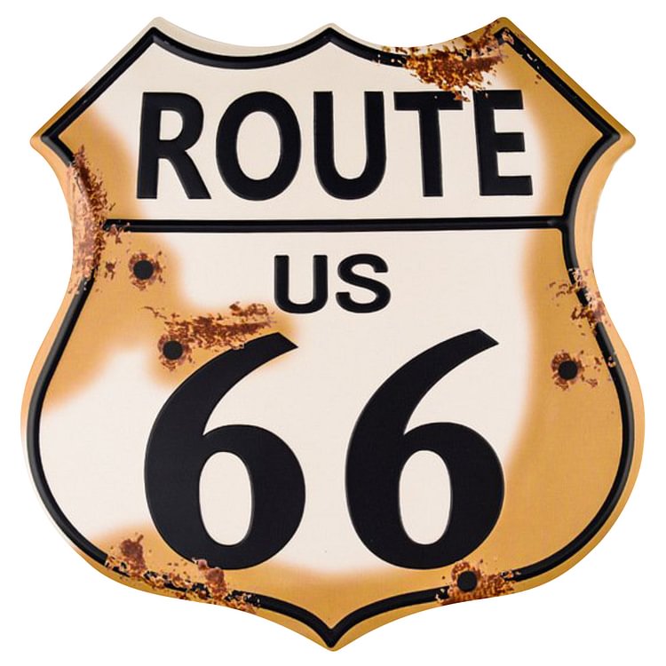 Route US 66 - Shield Shape Tin Sign - 30*30CM