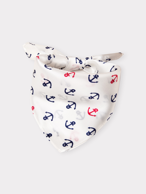 Silk Scarf For Kid Anchors Pattern-Real Silk Life