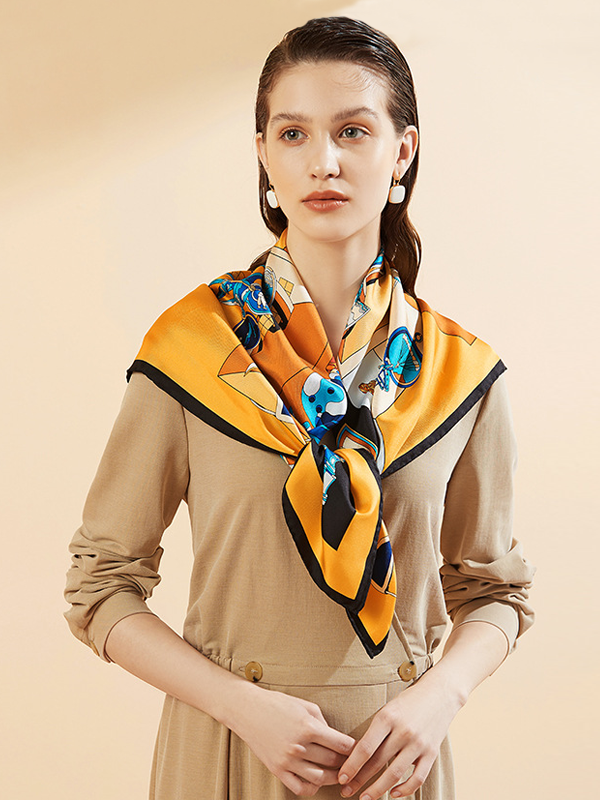 Silk Scarf Trophy And Honor Motif For Women