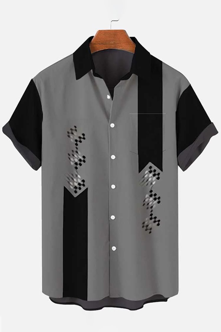 Tiboyz Grey And Black Contrast Short Sleeve Shirt