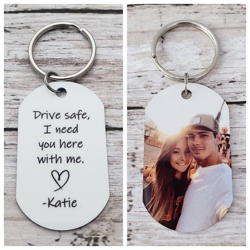 Custom Keychain With Picture and Name Personalized Photo Keychain Drive Safe Keychain Keychain for Boyfriend