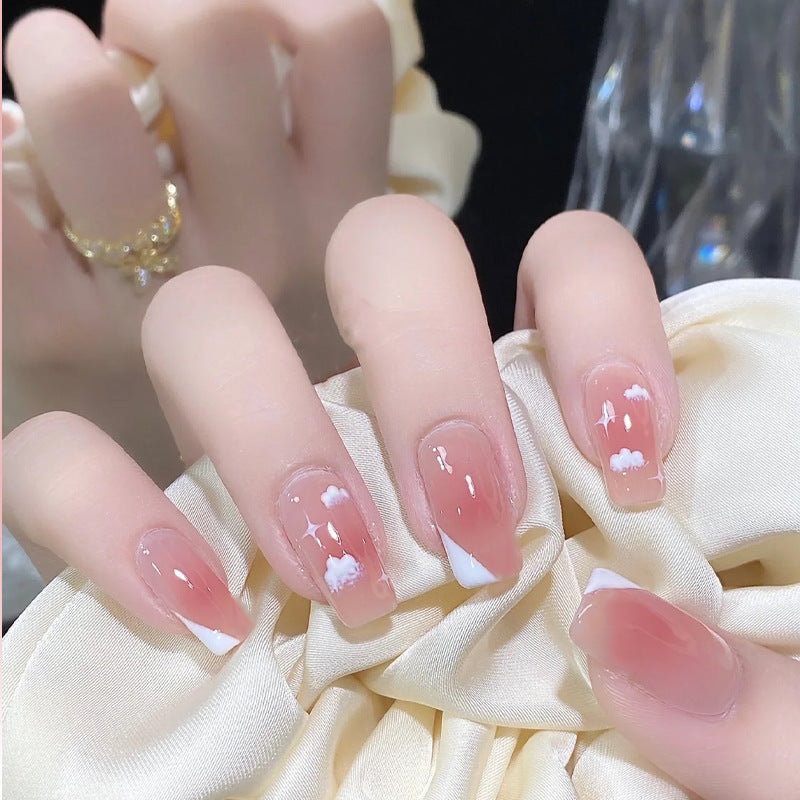 Cute Clouds Wearable Nails Finished Manicure