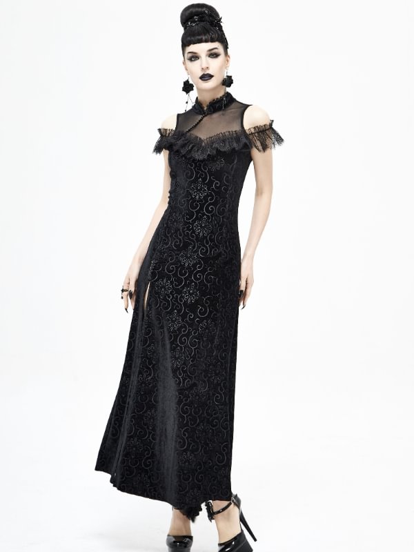Everyday Gothic Cheongsam Velvet Dress