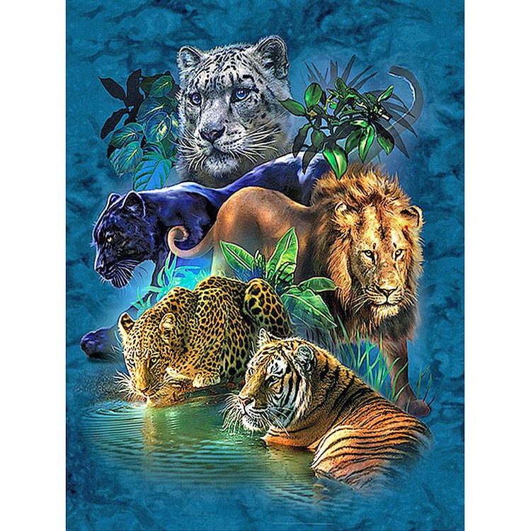 Lion Tiger Leopard - Round Drill Diamond Painting - 40*50CM