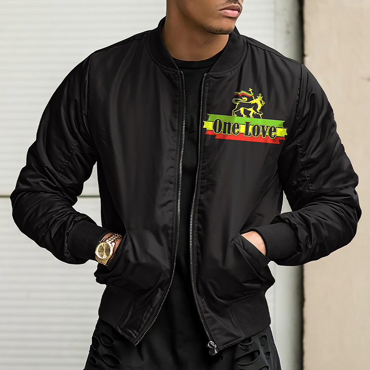BrosWear One Love Reggae  Print Baseball Jacket