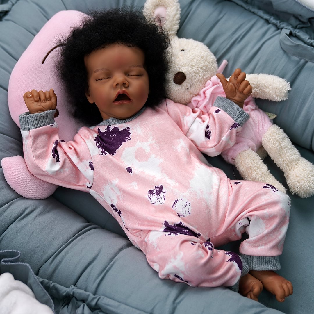 African American Reborn Baby Adora 17" Real Lifelike Cute Silicone Reborn Black Baby Doll Gift Set