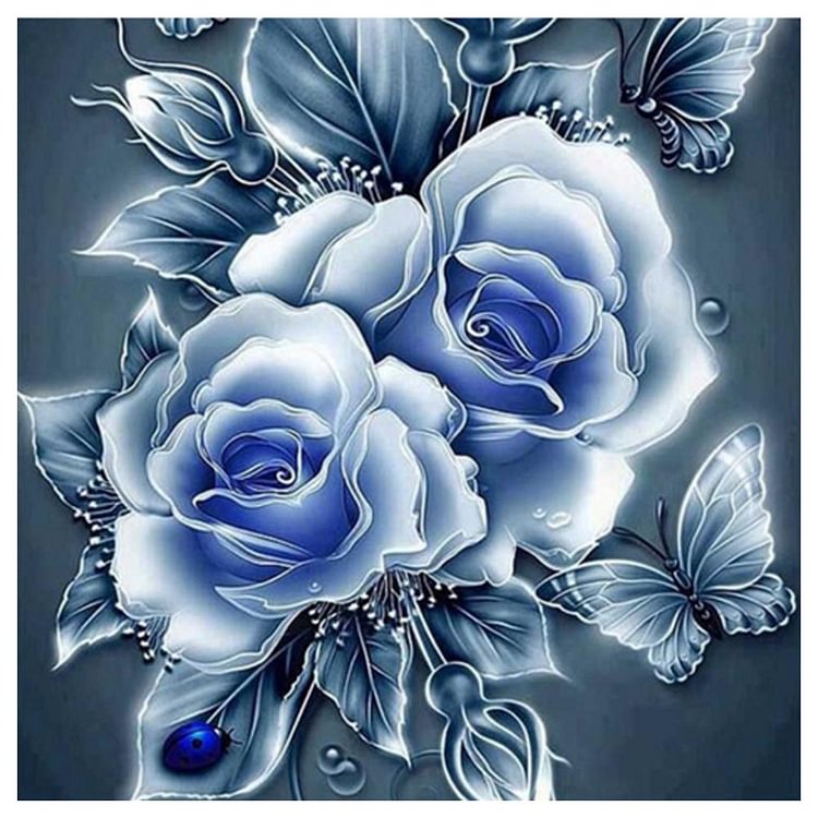 Rose  Blue - Special Shaped Diamond Painting - 25*25CM