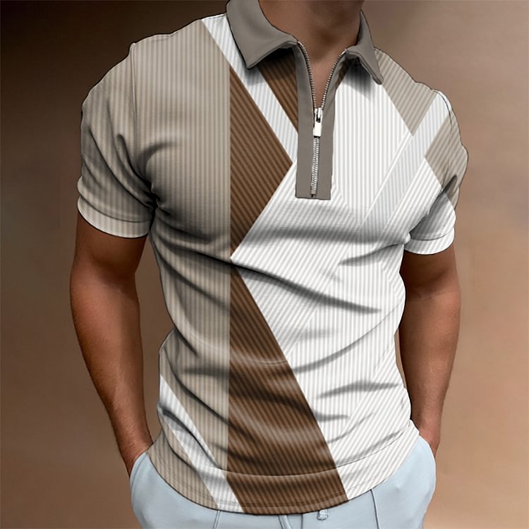 BrosWear Fashion Geometry Polo Shirt