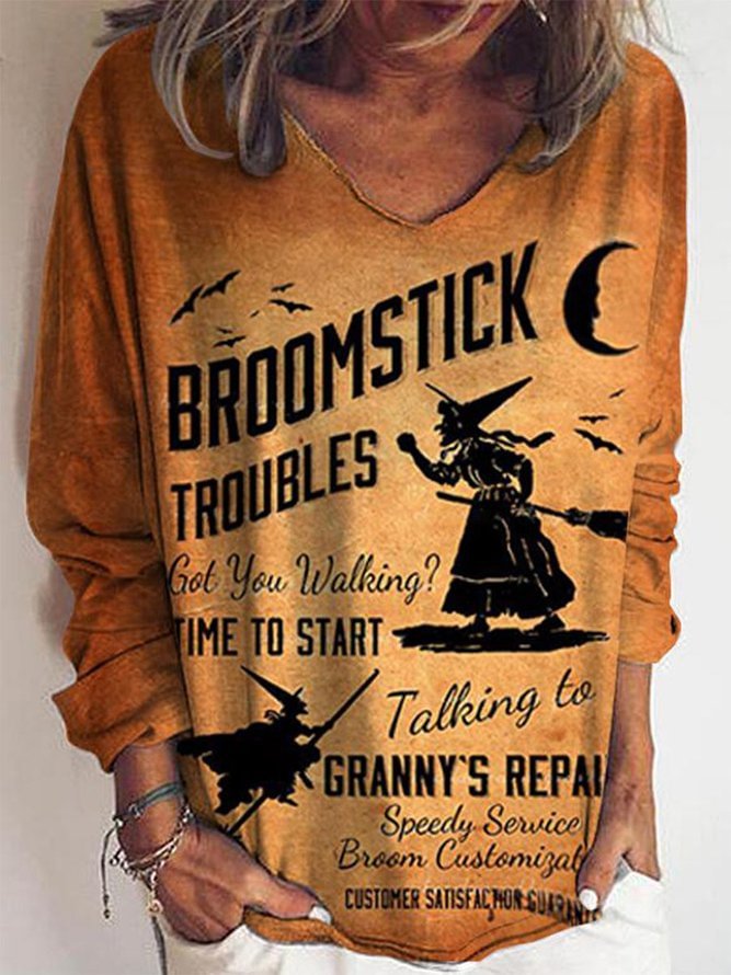 Women's Halloween Witch Print Shirt