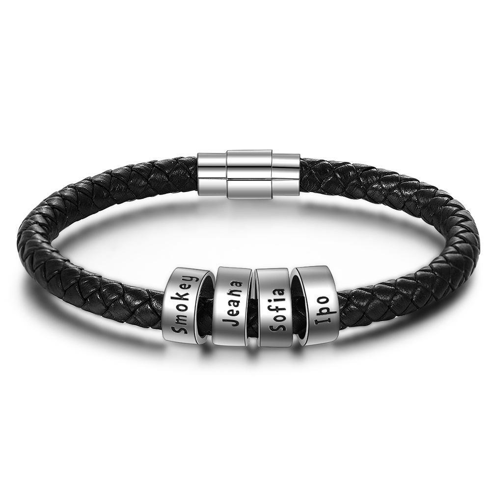 Geflochtenes Seilarmband für Herren mit 4 benutzerdefinierten Perlen Armband für Herren n4 Kettenmachen