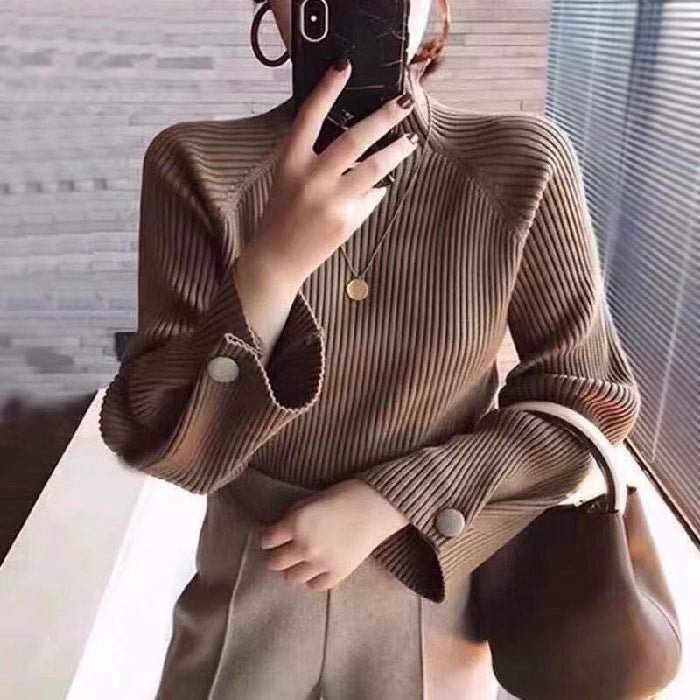 Half High Collar Loose Knit with Top Inside-Corachic