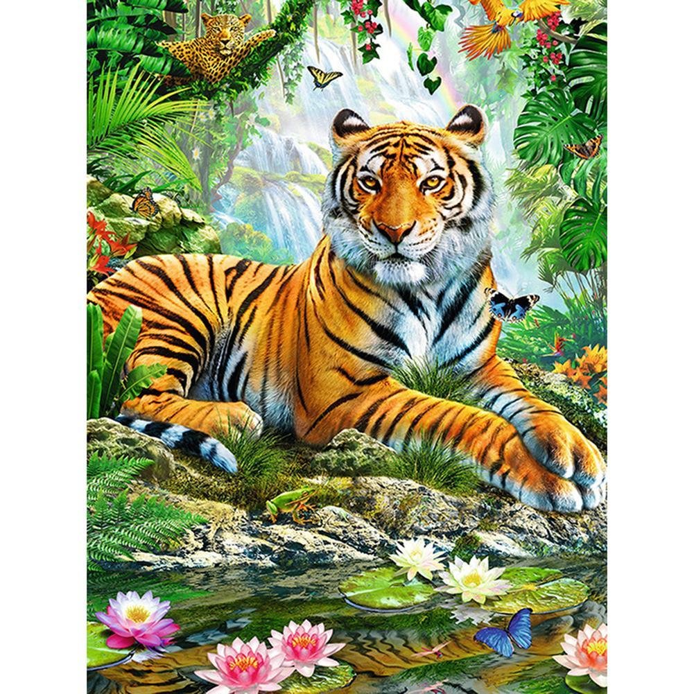 Peinture de diamant - plein rond - tigre de forêt