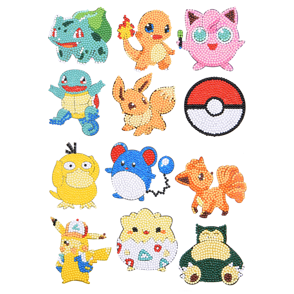 Cute Animals Diamond Painting Stickers for Kids,9 PSC Cartoon Painting by Number Kits for Girls Digital Mosaic Sticker for Boys Art Kit Mosaic Making for Children