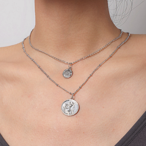 Minnieskull Round double necklace clavicle pendant - Minnieskull