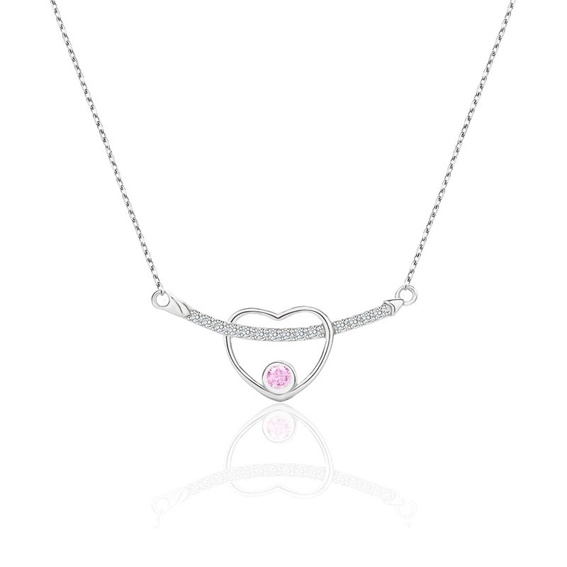 Dainty Pierce the Heart Silver Necklace for Wome