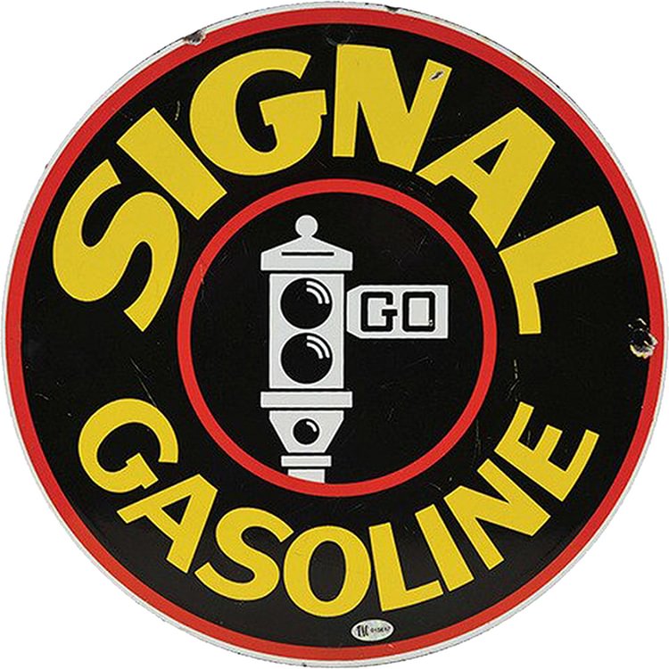 Signal Gasoline - Round Vintage Tin Signs/Wooden Signs - 30x30cm
