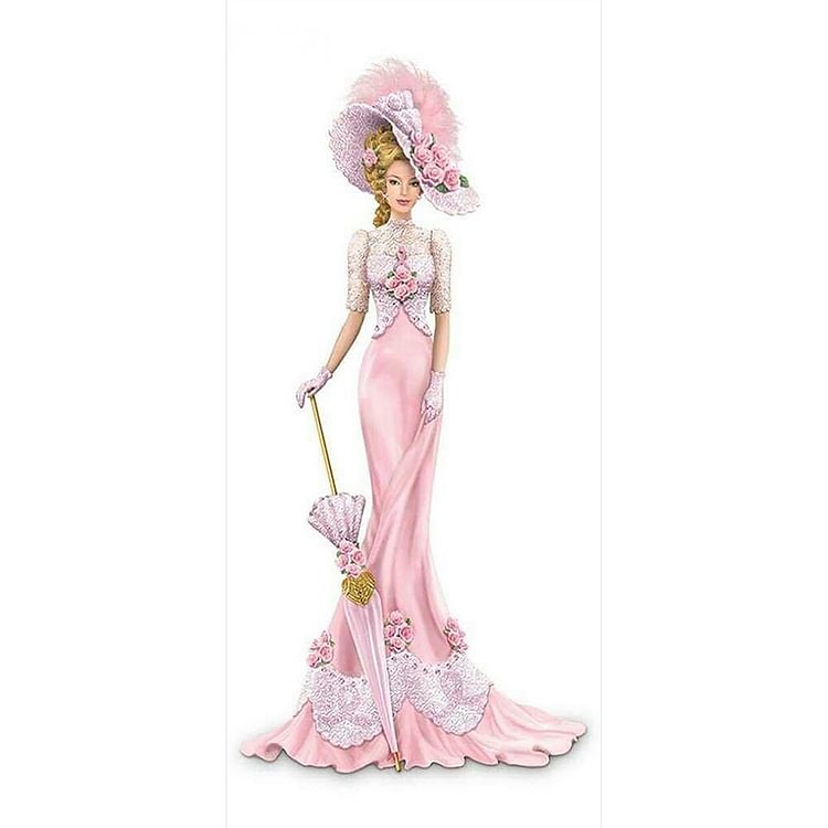 Pink Dress Lady - Round Drill Diamond Painting - 30*60CM (Big Size)