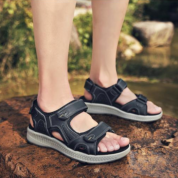 Men's Genuine Leather Beach Sandals Summer Gladiator Outdoor Shoes-Corachic