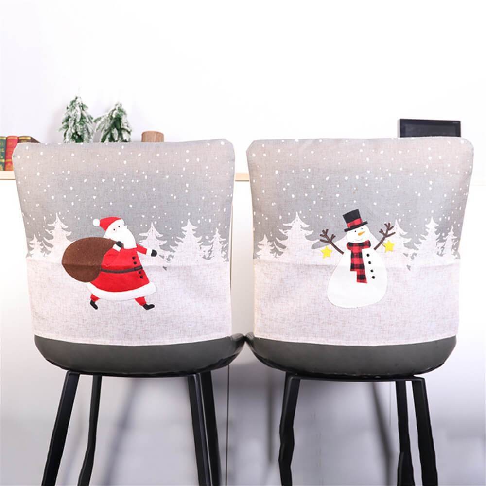 Christmas Chair Covers Snowman Santa Home Dining Room Decor Dinner Chair Back Covers