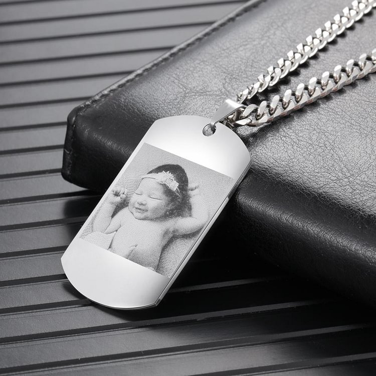 Custom Picture Dog Tag Necklace Pendant Personalized with Engraving, Personalized Necklace with Pictures Inside