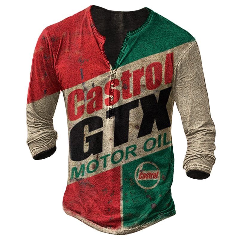 Mens outdoor motorcycle engine oil print T-shirt / [viawink] /