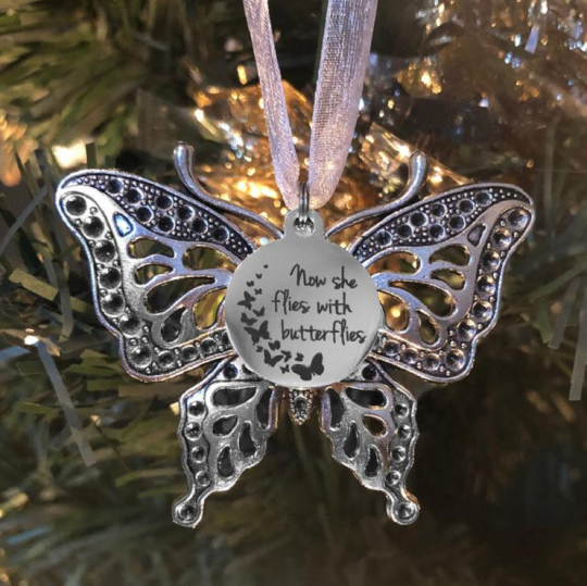 Custom Butterfly Christmas Ornaments - Now She Flies With Butterflies