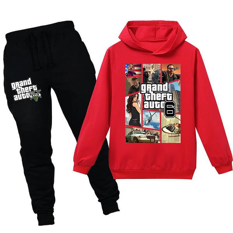 Mayoulove Grand Theft Auto 6 Boys Girls Cotton Hoodie And Sweatpants Sport Suit-Mayoulove