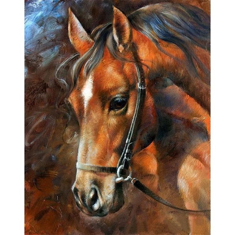 Horse Round Full Drill Diamond Painting 30X25CM(Canvas)-gbfke