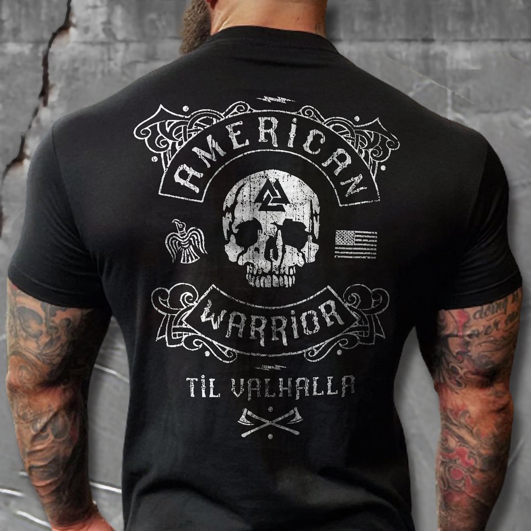 Livereid American Warrior Skull Printed T-shirt - Livereid