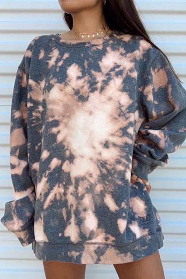 Tie-dye Print Long-sleeved Sweatshirt P15988