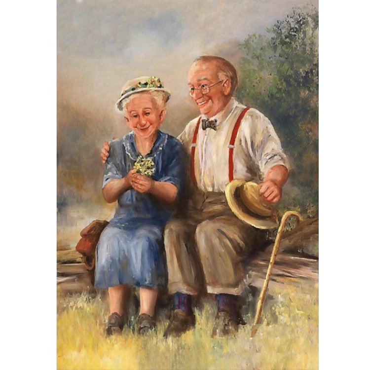 Warm Old Lovers - Round Drill Diamond Painting - 30*40CM