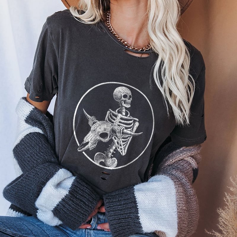 Minnieskull Skull print designer loose t-shirt - Minnieskull