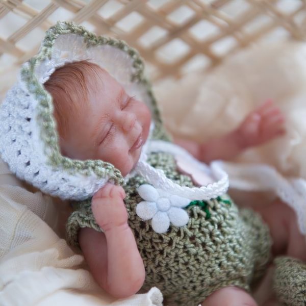 Miniature Doll Sleeping Full Body SiliconeReborn Baby Doll, 5 Inches Realistic Newborn Baby Doll Named Naaji
