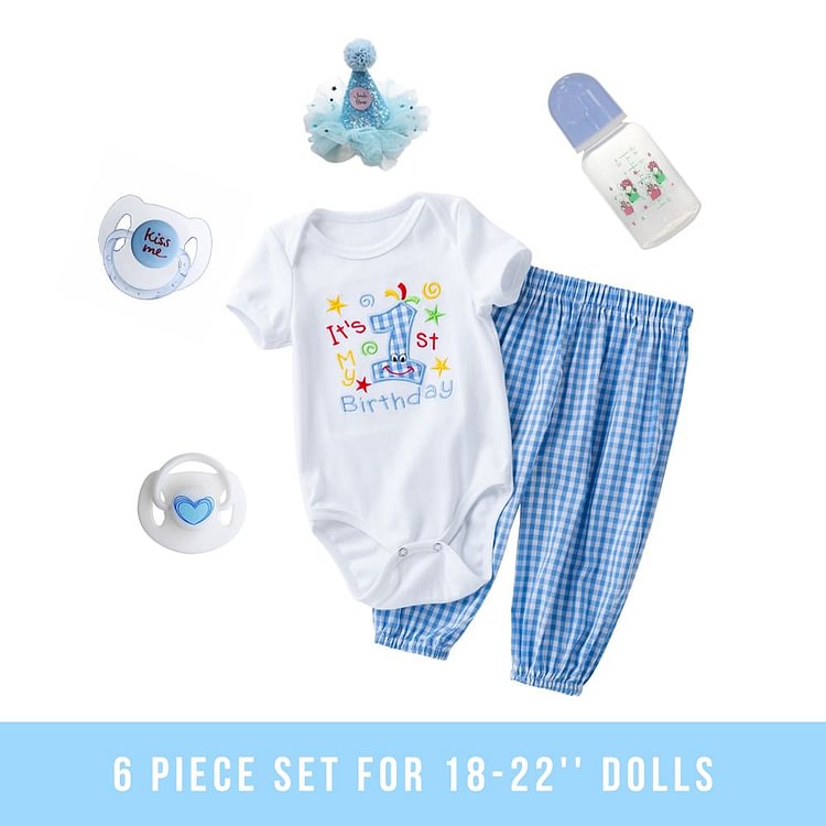  Baby First Birthday Clothes Bottle Pacifier Suit for 18-22 Inches Reborn Dolls 6 Piece Set - Reborndollsshop.com-Reborndollsshop®