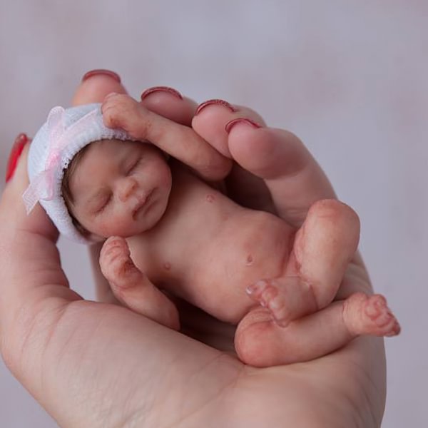 Miniature Doll Sleeping Reborn Baby Doll, 5 inch Realistic Newborn Baby Doll Named Sienna