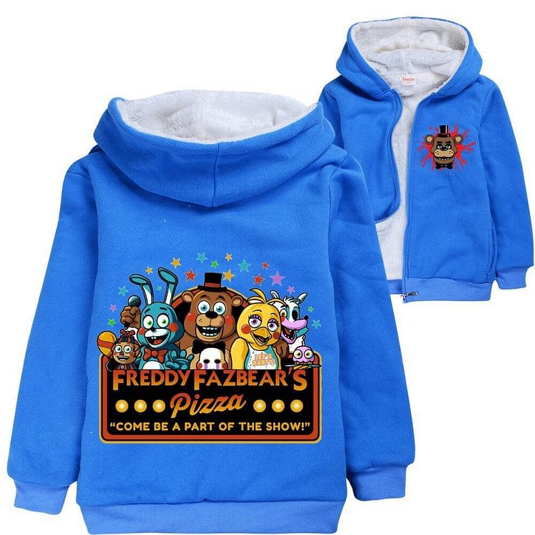 Mayoulove Boys Zip Up Fleece Lined Cotton Hoodie In Five Nights At Freddy Print-Mayoulove