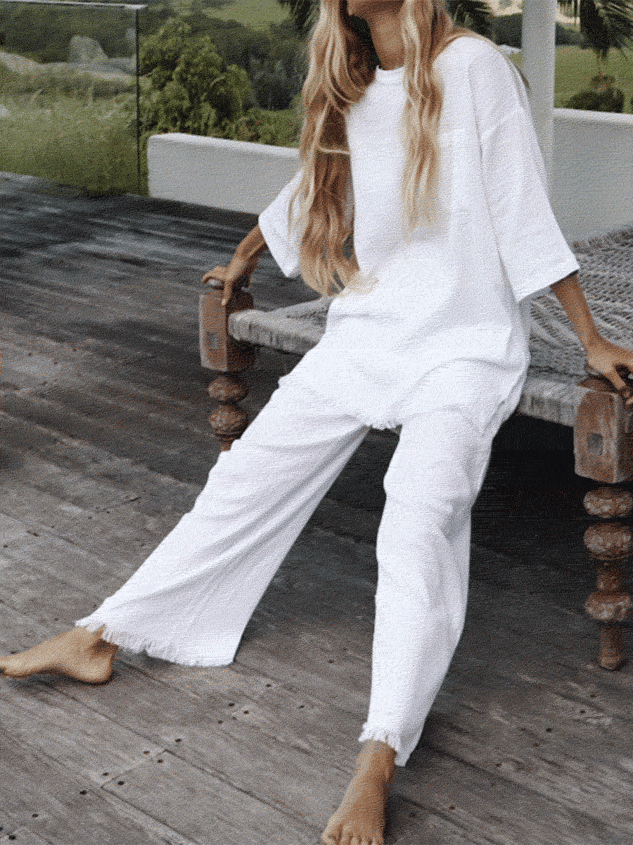 Simple Casual Loose Comfortable Soft Top Pants Suit