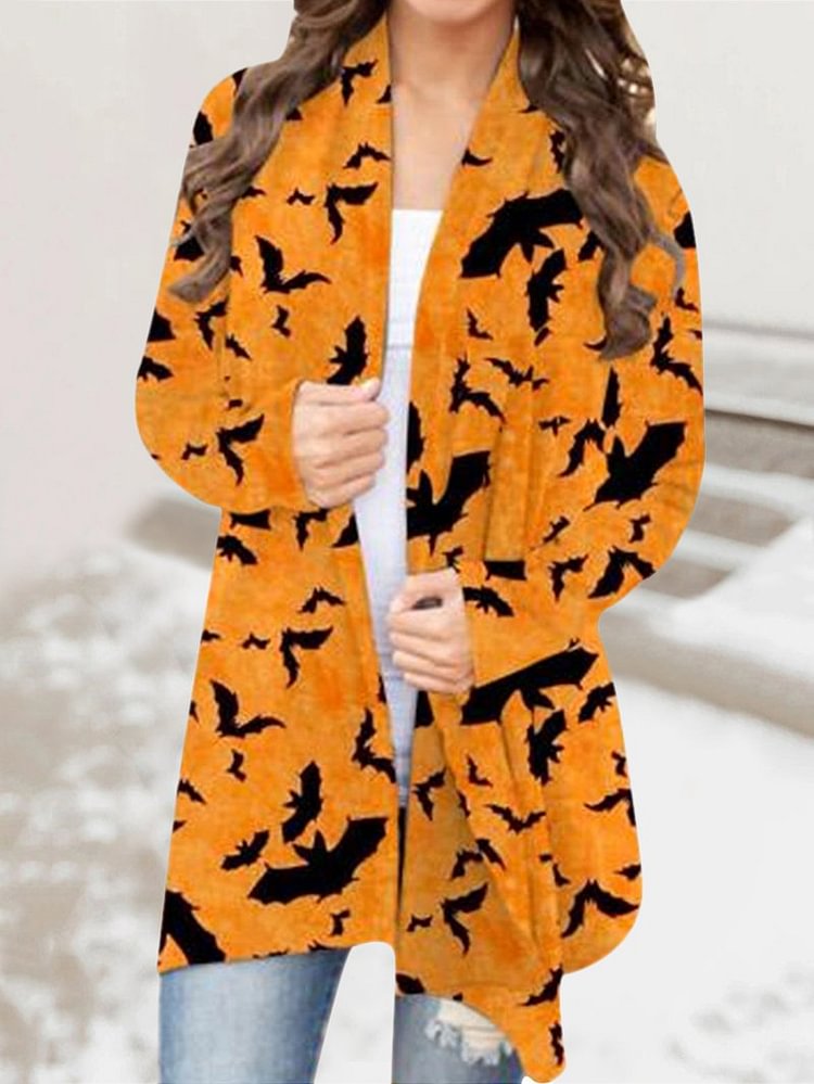 Halloween Elements Long Sleeve Knit Cardigan Top-Mayoulove
