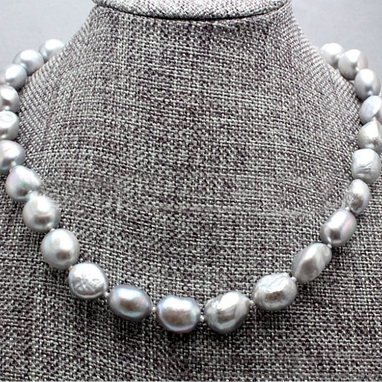 Grey Baroque Shaped Pearl Necklace