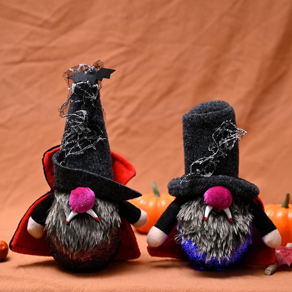 Plush Vampire Gnome With Colorful Lights For Halloween Decoration、、sdecorshop