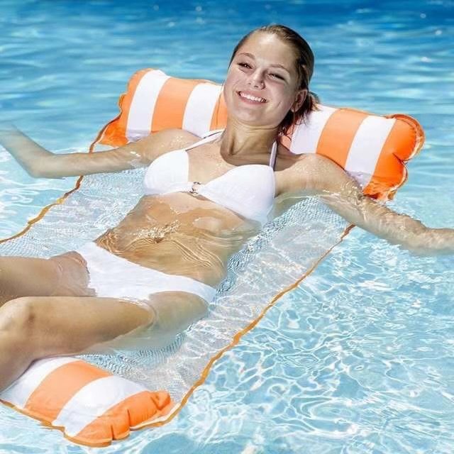 Striped Inflatable Swimming Floating Hammock、、sdecorshop