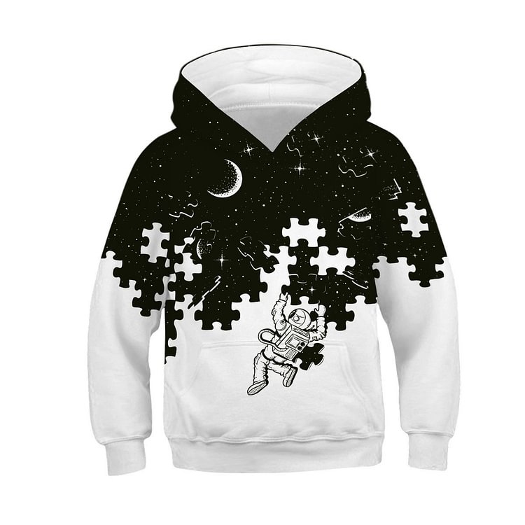 Astronaut in space puzzle Kids Hoodie-Mayoulove