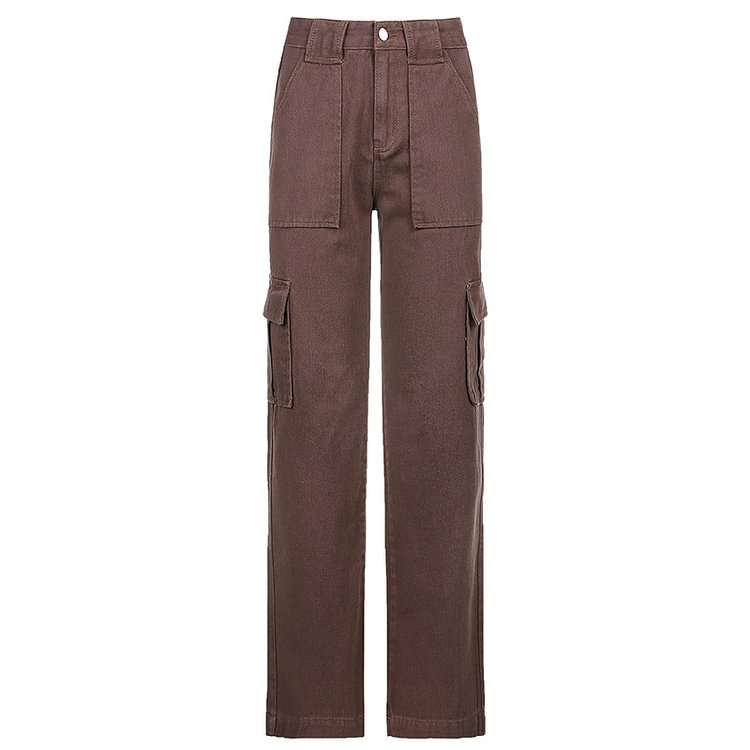 Classical Brown Straight Leg Cargo Jeans - CODLINS - Codlins