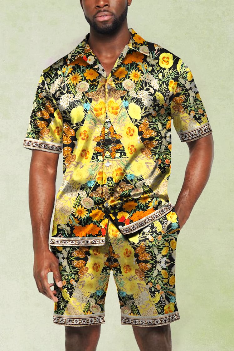 Tiboyz Men's Outfits Luxury Beach Shirt And Shorts Two Piece Set