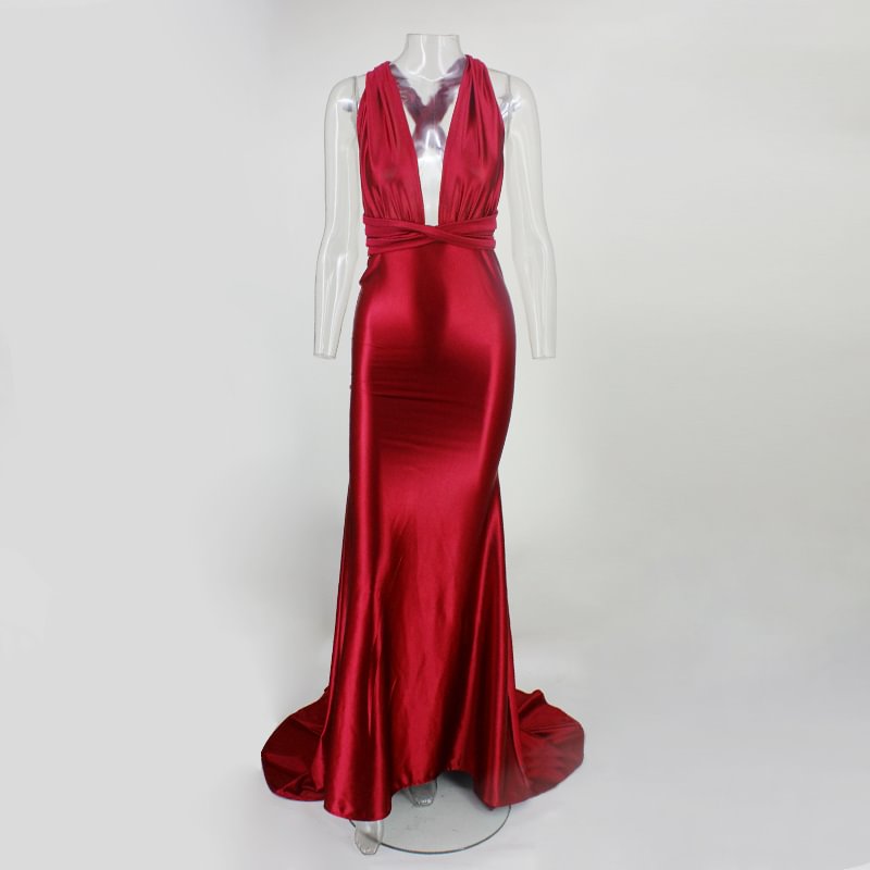 Gorgeous V-Neck Sleeveless Prom Dress Mermaid Long Evening Gowns On Sale