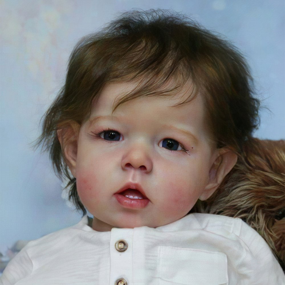 [NEW!] 20'' Eyes Opened Lifelike Handmade Reborn Toddler Baby Boy Doll With Brown Hair Unique Rebirth Doll