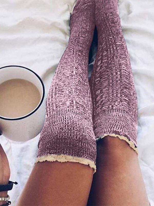 Ladies Lace Over Knee Socks-Mayoulove