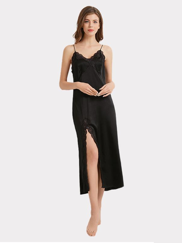 19 Momme Sexy Design Long Silk Nightgown