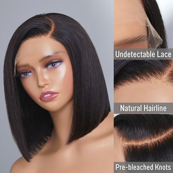 🔥 Best Sale 🔥 Glueless 5×5 Lace Closure Wigs | Black Straight Bob Wigs | Natural & Face-fitting