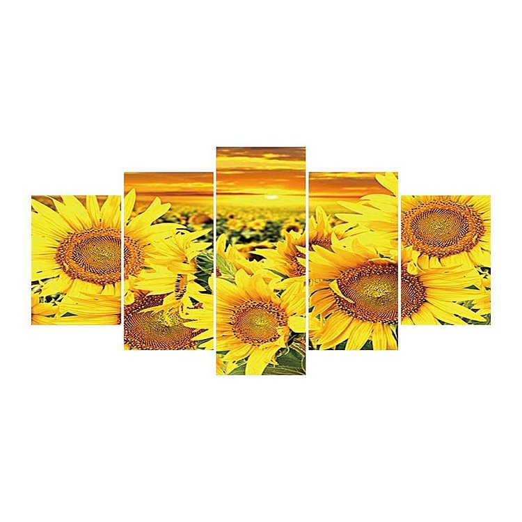 5pcs Sunflower - Full Round Drill Diamond Painting - 95x45cm(Canvas)